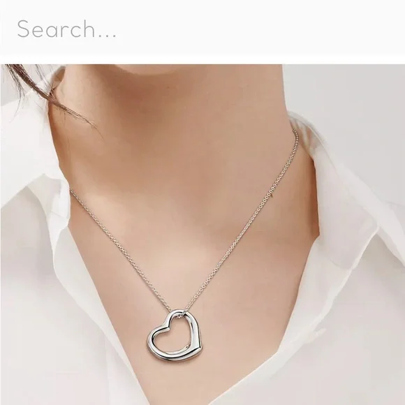 Tiffany & Co Elsa Peretti Sterling Silver Open Heart Pendant Necklace. - Picture 3 of 5